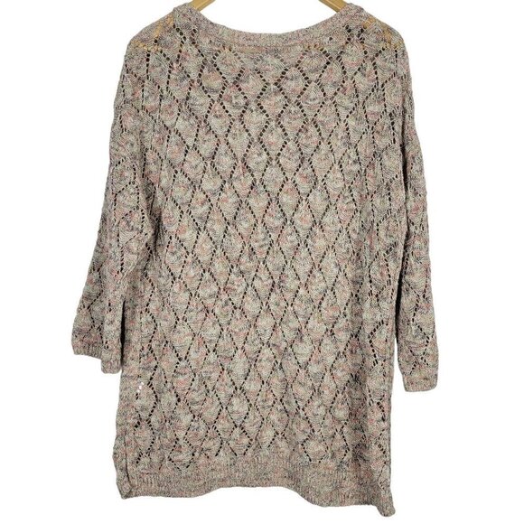 J. Jill Women's Pointelle Loose Knit 3/4 Sleeve Light Weight Sweater Size L - Picture 7 of 14